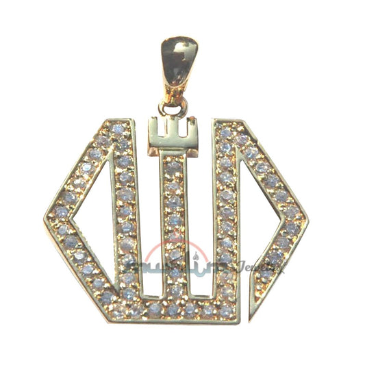 6-Sided CZ Allah Pendant – 10kt Gold over Sterling Silver