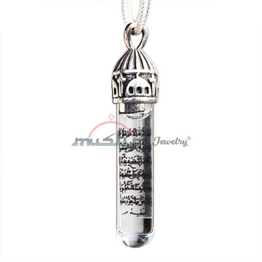 Ayatul-Kursi Zamzam Water Glass Pendant – St. Silver Clear Mosque Top