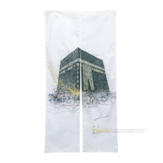 Muslim Door Cover Kabah – Bayt Allah Design 2-Panel Hanging Islamic Mihrab House Decoration – 33×65 inches (85x165cm)