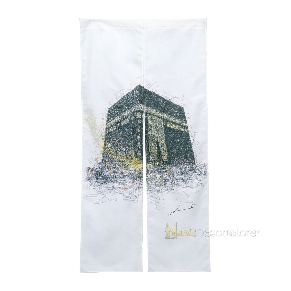 Muslim Door Cover Kabah – Bayt Allah Design 2-Panel Hanging Islamic Mihrab House Decoration – 33×65 inches (85x165cm)
