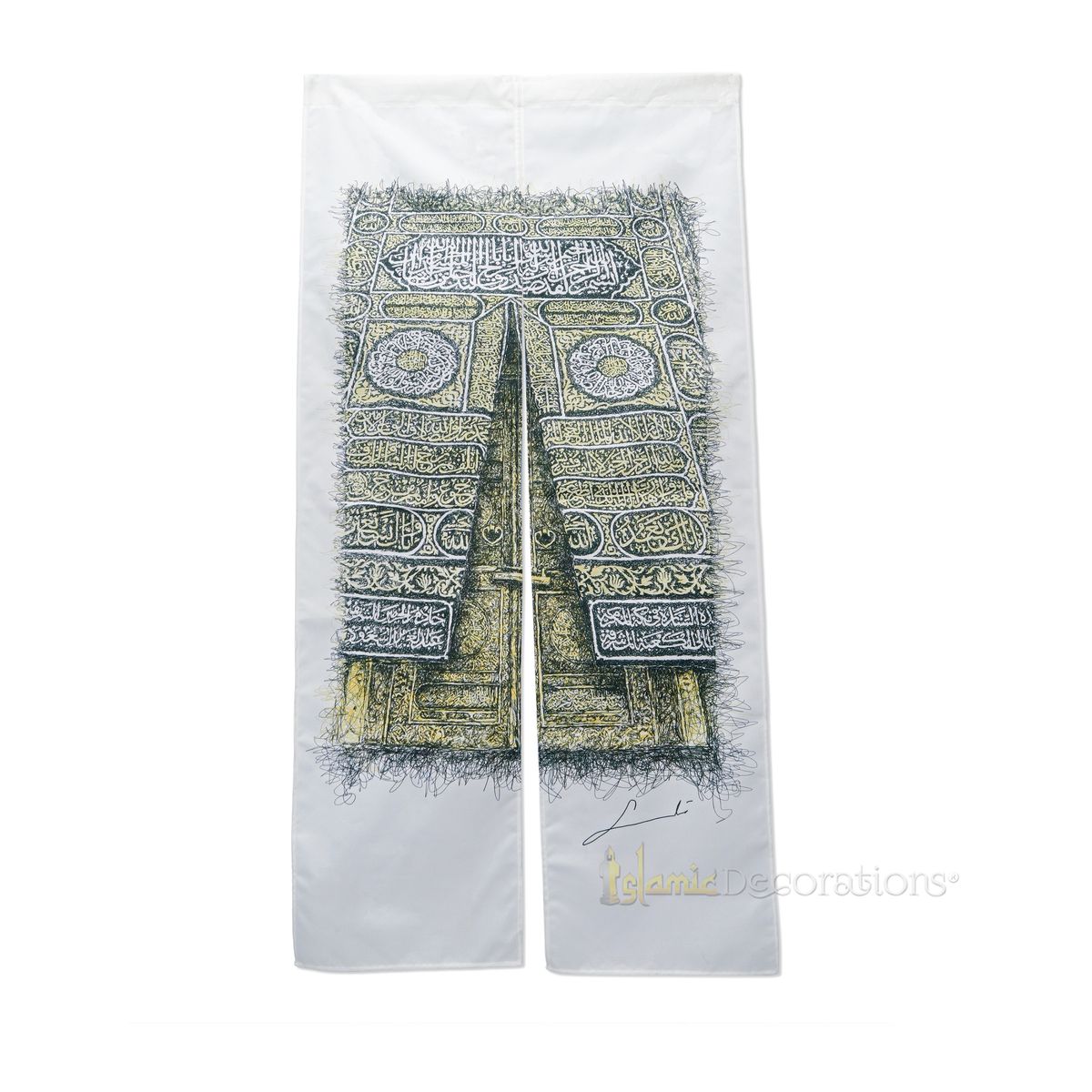 Muslim Door Cover Kabah Door Of Mercy – Bab Ar-Rahmah Design 2-Panel Hanging Islamic Mihrab House Decoration – 33×65 inches (85x165cm)