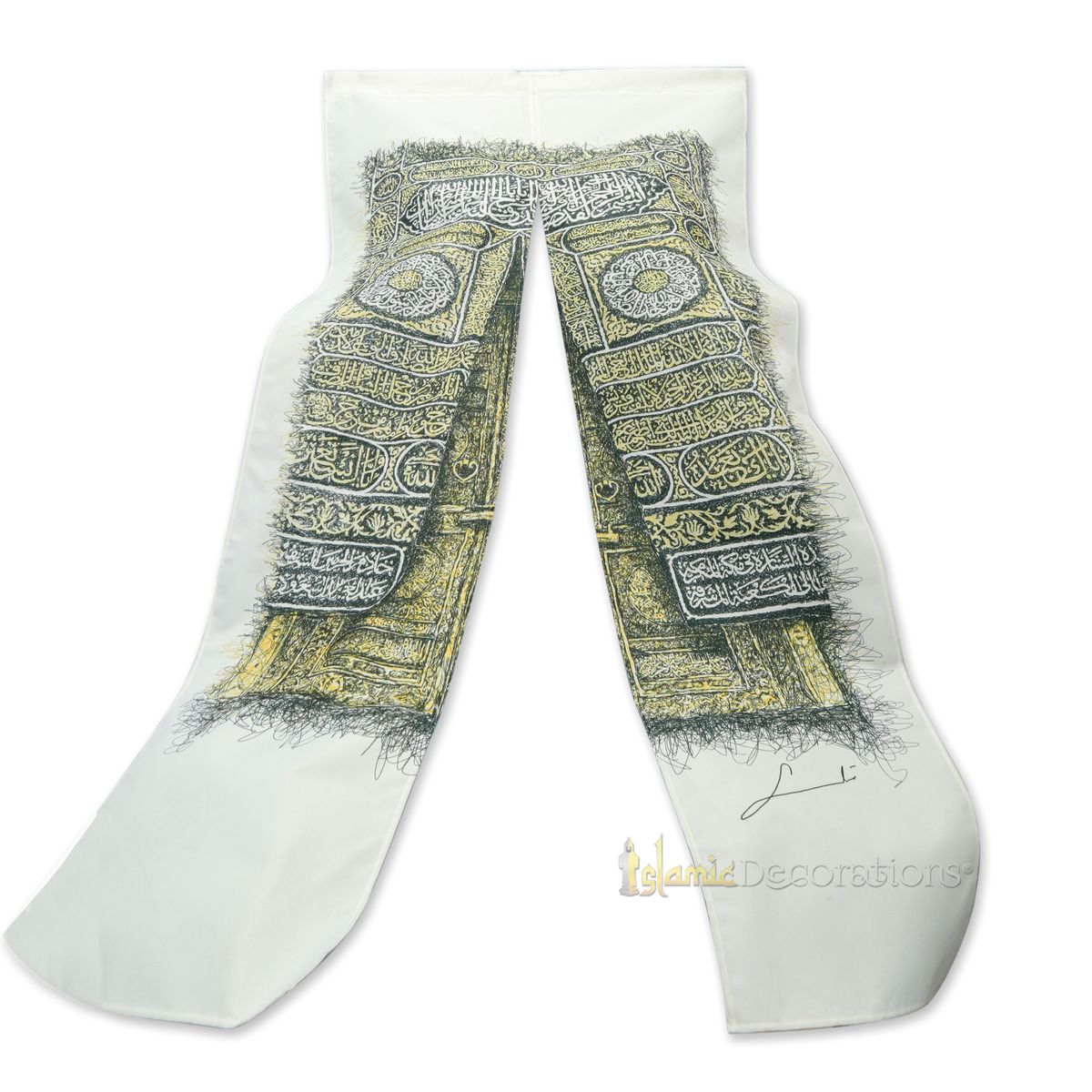 Muslim Door Cover Kabah Door Of Mercy – Bab Ar-Rahmah Design 2-Panel Hanging Islamic Mihrab House Decoration – 33×65 inches (85x165cm)