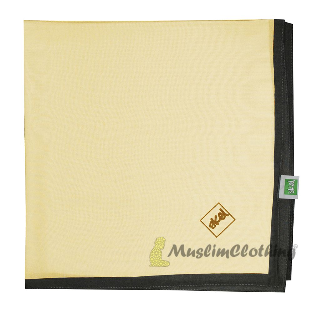 Light Cream with Gray Border Chiffon Scarf Hijab Shawl Islamic Headwear