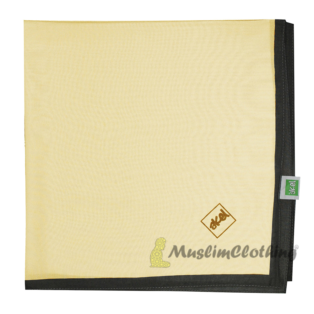 Light Cream with Gray Border Chiffon Scarf Hijab Shawl Islamic Headwear