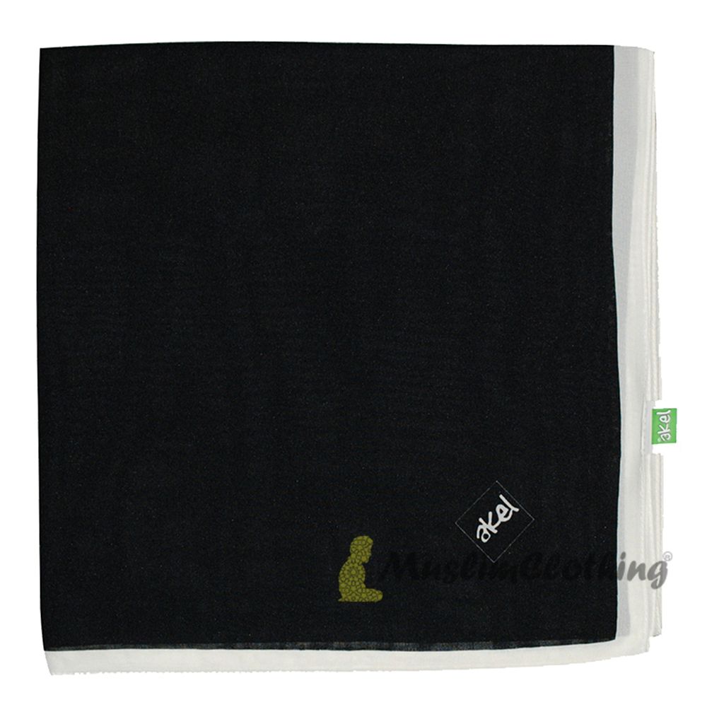 Black with Cream Border Chiffon Scarf Hijab Shawl Islamic Headwear