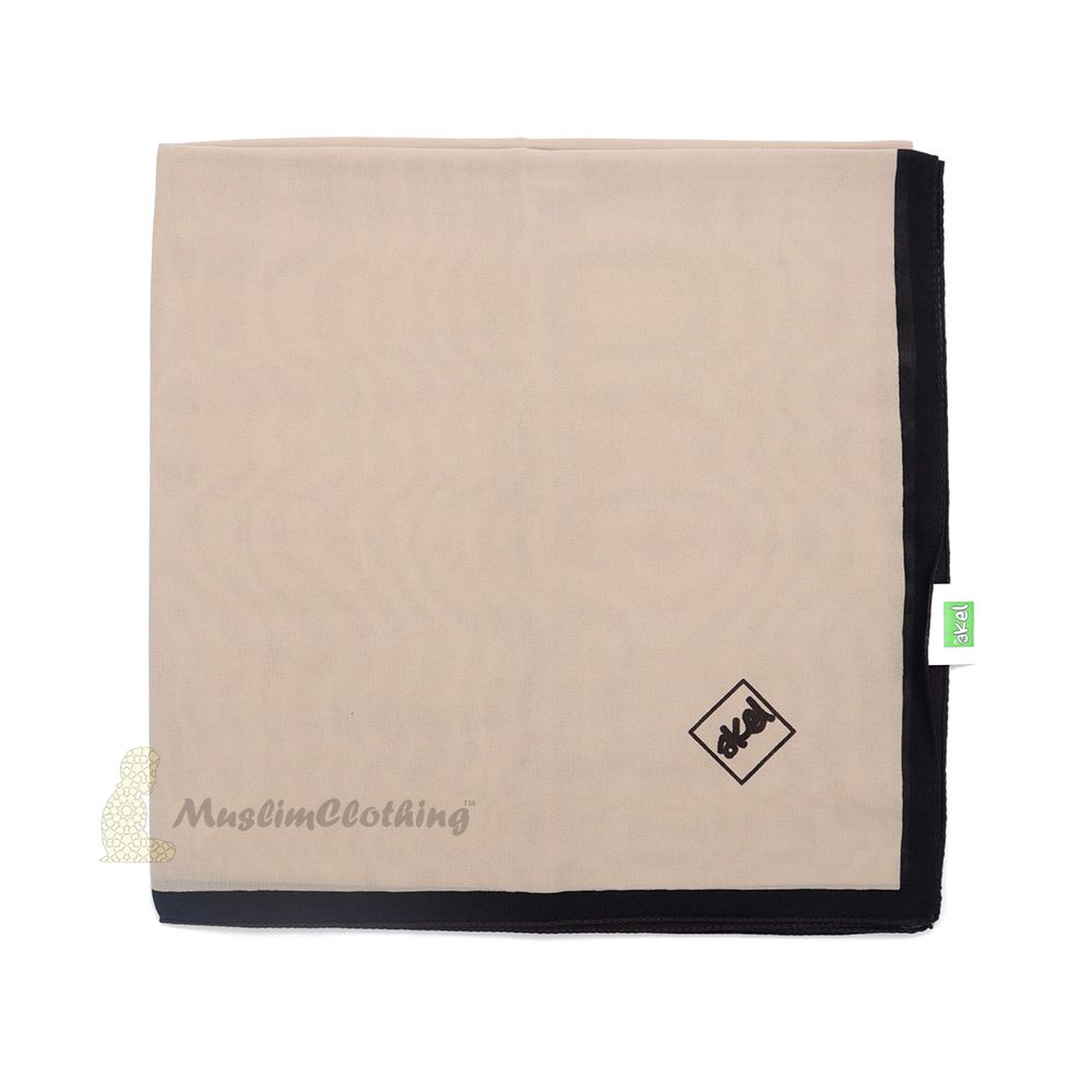 Café Latte with Dark Brown Border Chiffon Scarf Hijab Shawl Islamic Headwear