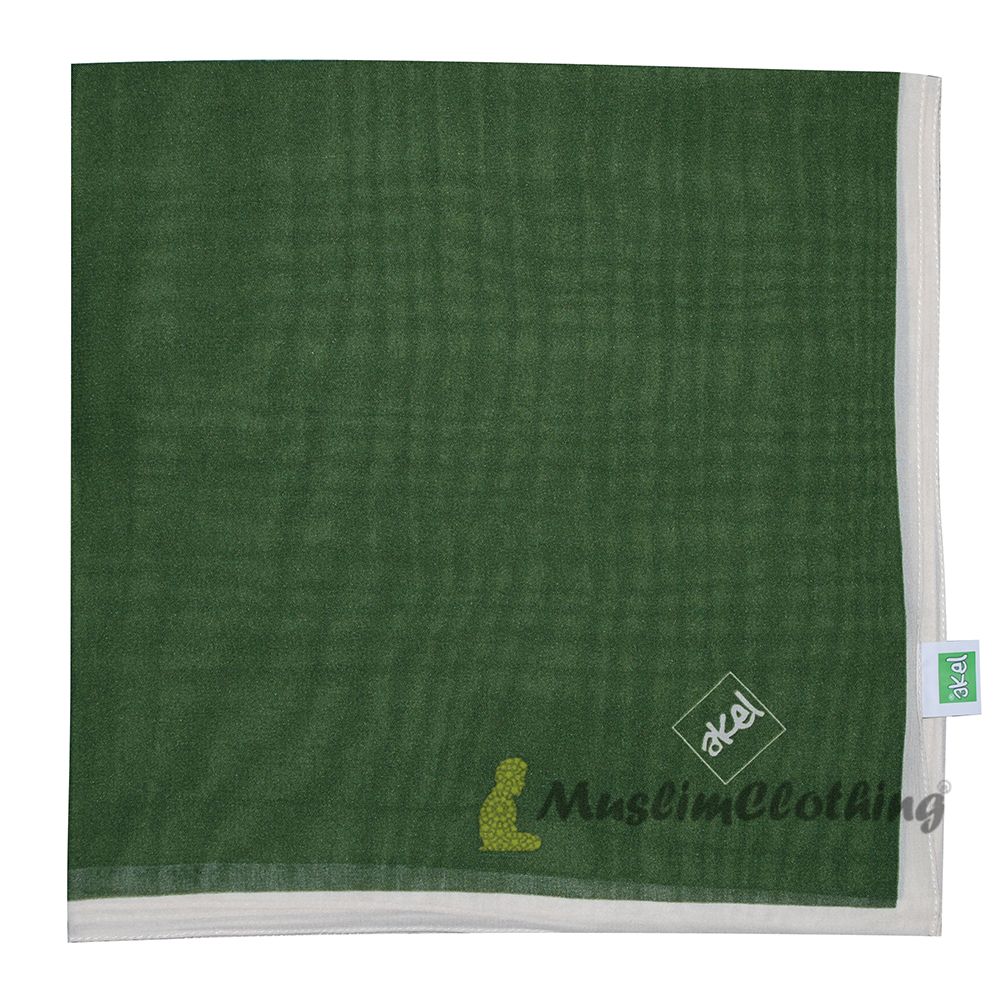 Dark Green with Cream Border Chiffon Scarf Hijab Shawl Islamic Headwear
