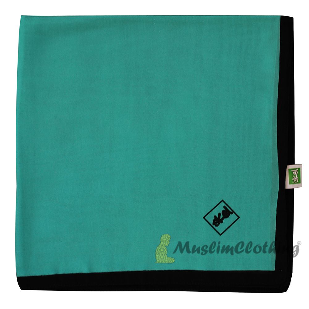 Dark Turquoise with Black Border Chiffon Scarf Hijab Shawl Islamic Headwear