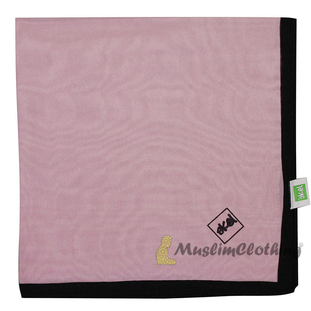 Lavender with Black Border Chiffon Scarf Hijab Shawl Islamic Headwear