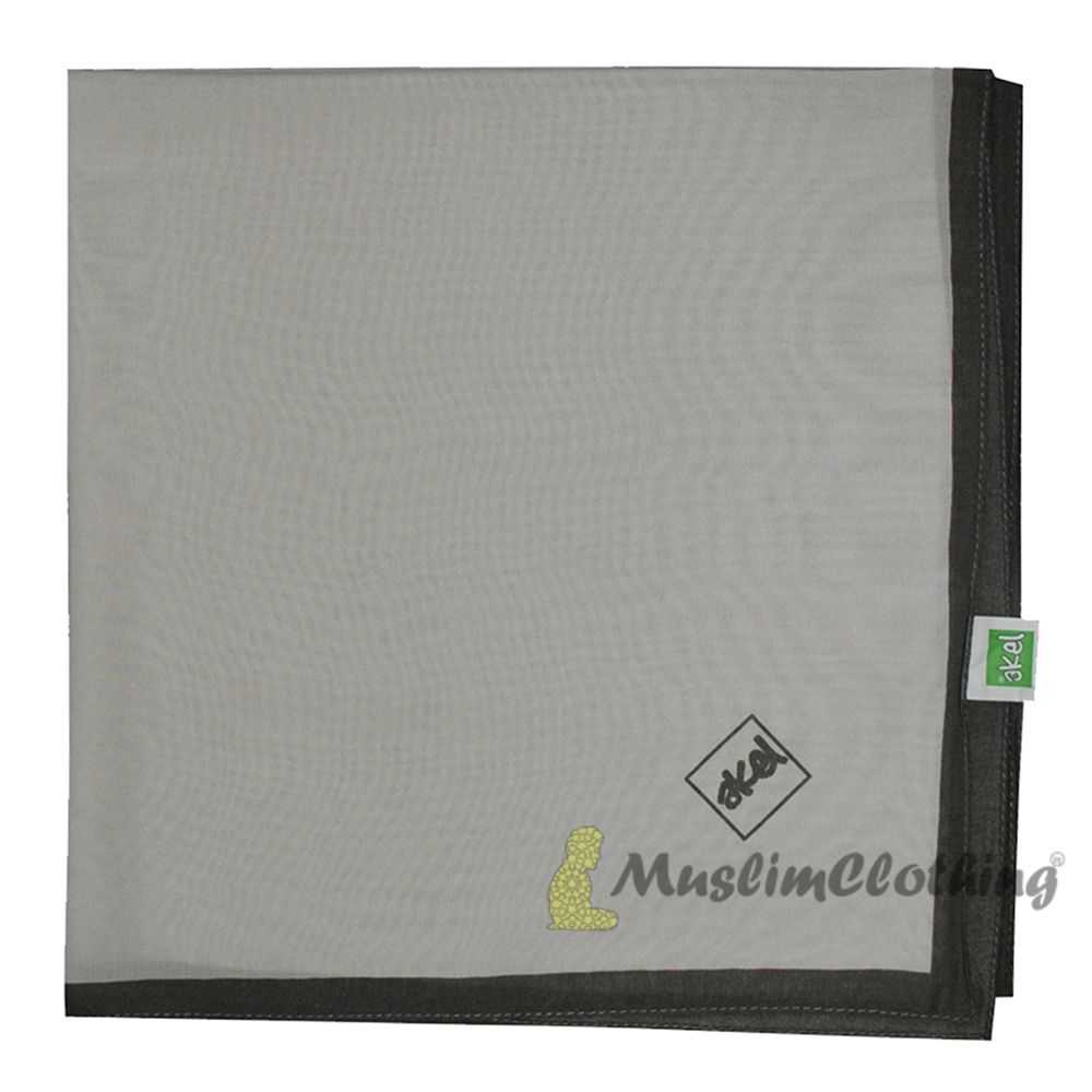 Light Gray with Dark Gray Border Chiffon Scarf Hijab Shawl Islamic Headwear