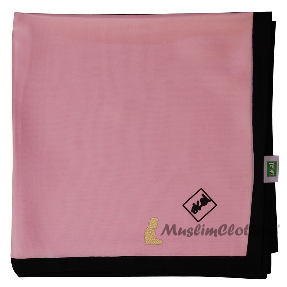 Pink with Black Border Chiffon Scarf Hijab Shawl Islamic Headwear