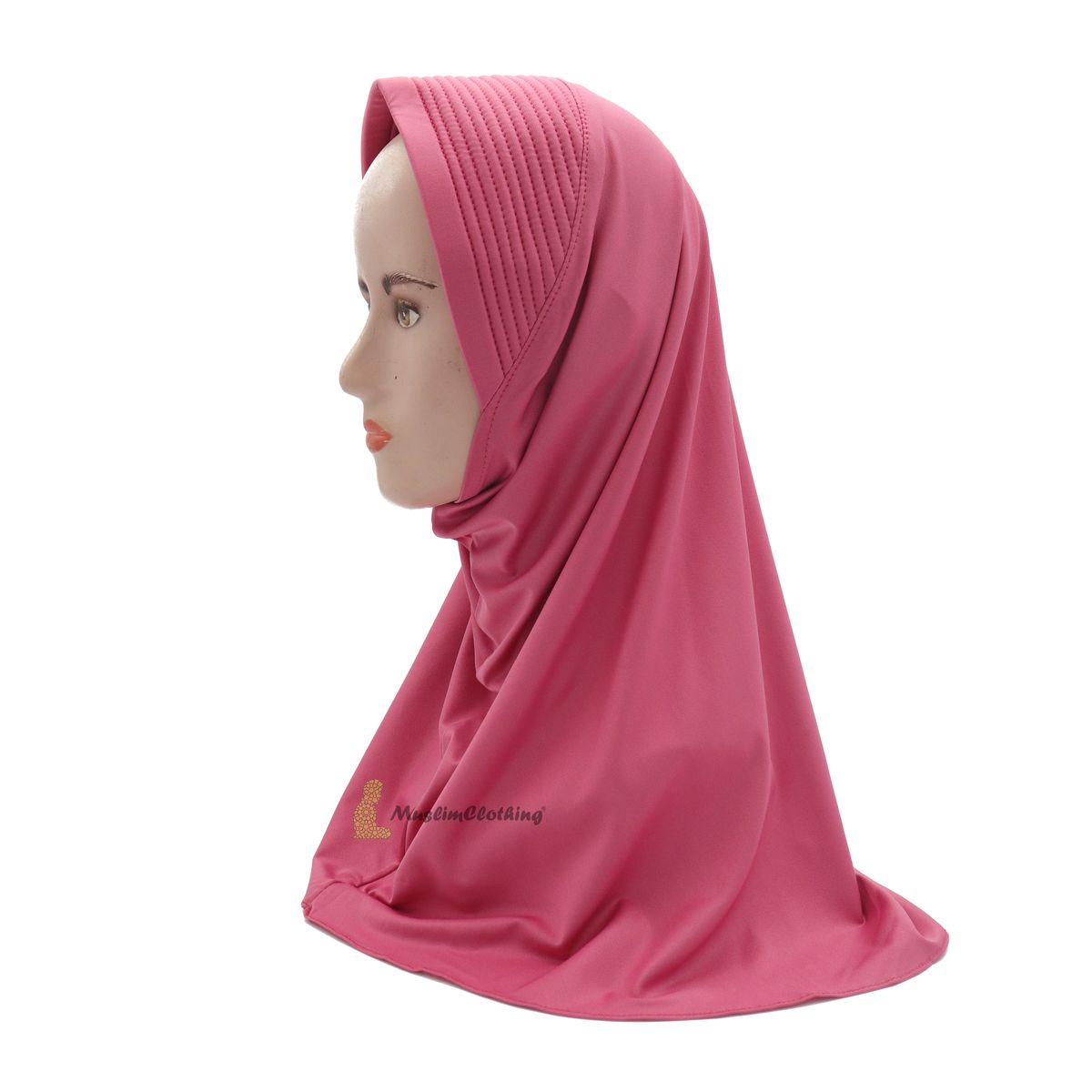 Instant Pull-On Easy Hijab Jilbab In Hot Pink – Padded Visser Shoulder-Length Easy Muslimah Khimar