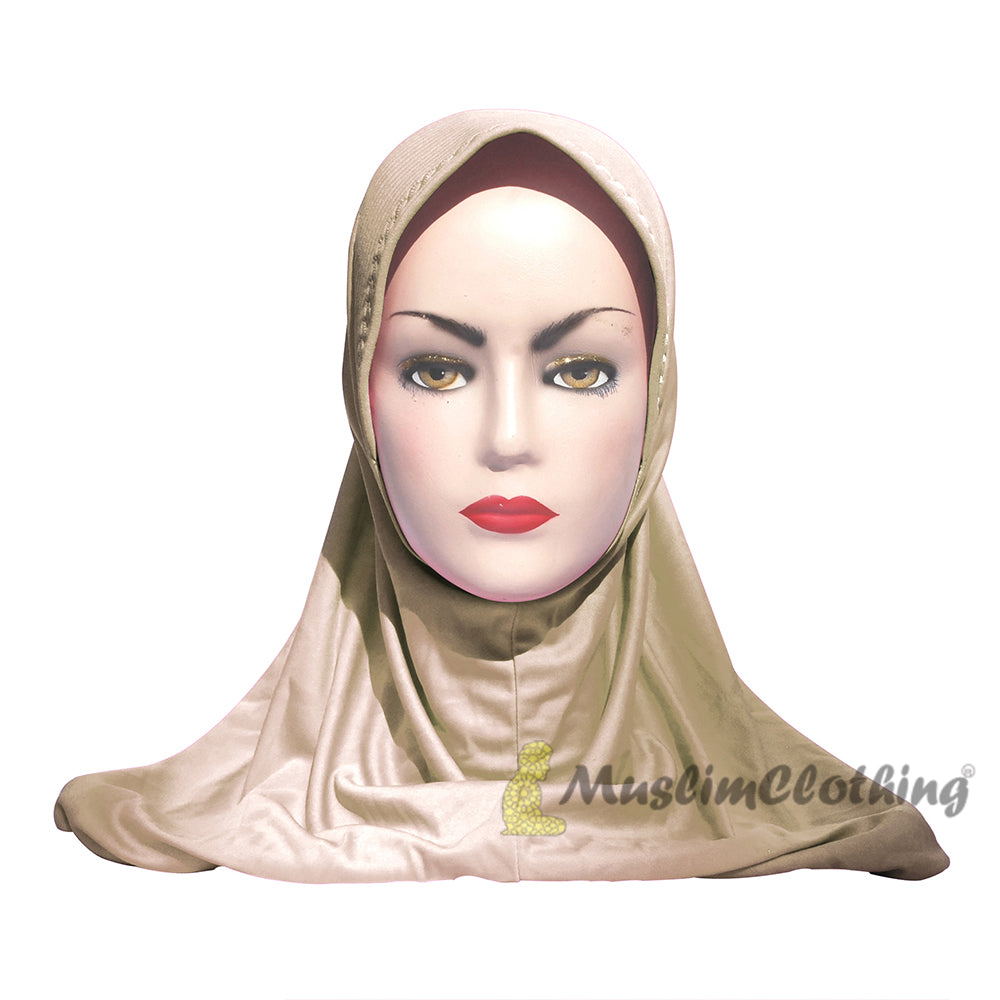 Hijab Instan Mudah Dipakai Dalam Berbagai Macam Warna Beige Tan - Visser Berbantalan Panjang Sebahu Mudah Muslimah Khimar