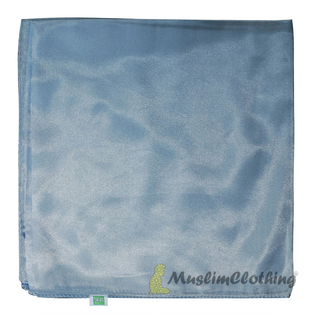 Baby Blue Borderless Satin Scarf Hijab Shawl Islamic Headwear