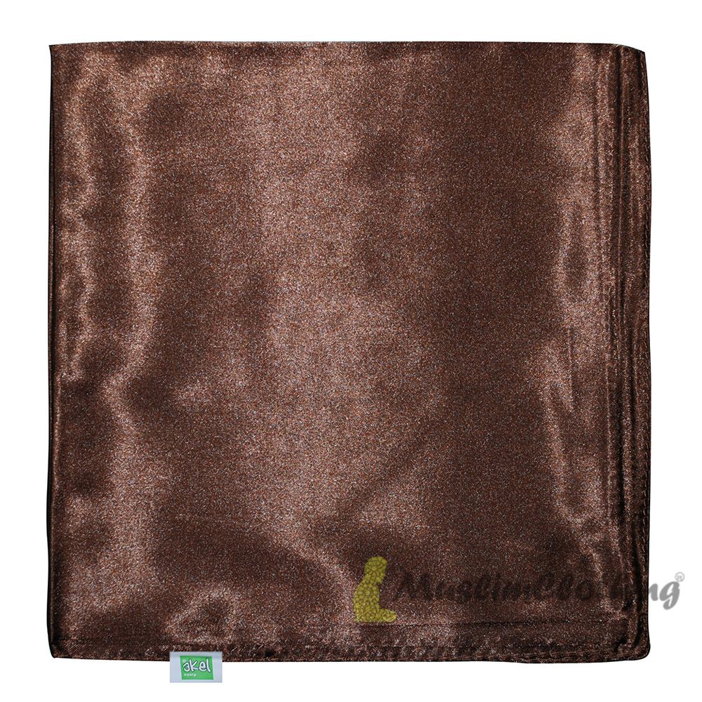 Dark Brown Borderless Satin Scarf Hijab Shawl Islamic Headwear