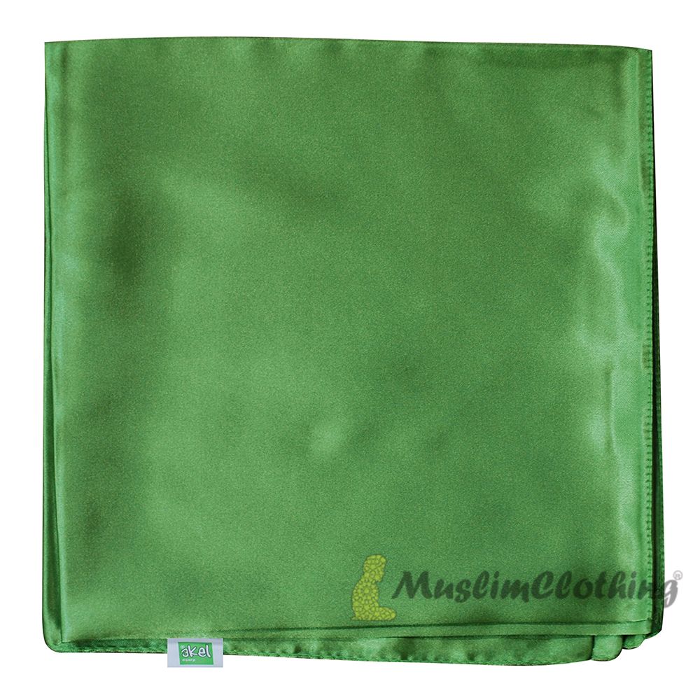 Leaf Green Borderless Satin Scarf Hijab Shawl Islamic Headwear