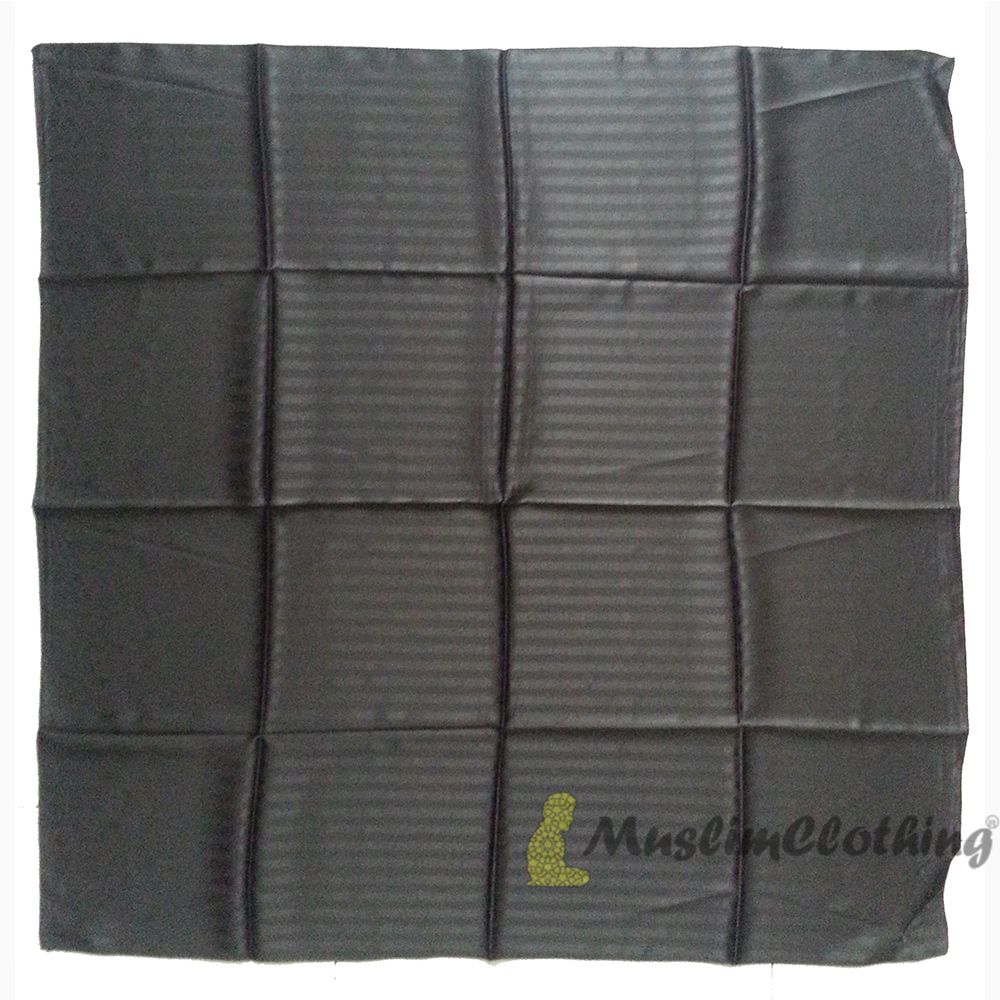 Black Striped Borderless Satin Scarf Hijab Shawl Islamic Headwear