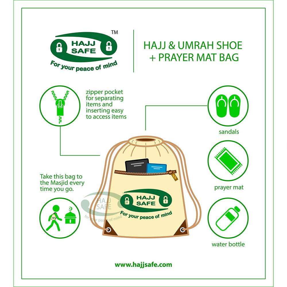 HajjSafe™ Hajj & Umrah – Shoe + Prayer Mat Bag