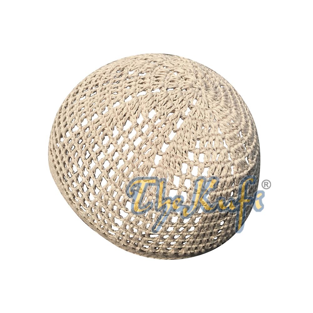 Topi Kufi Rajut Desain Tenun Ketat & Longgar Krim Katun