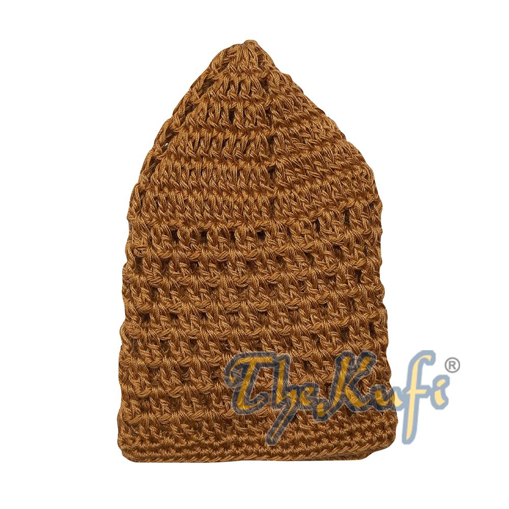 Hand-Crocheted Cotton Rust Brown Skull Cap Kufi Comfortable Head Cover