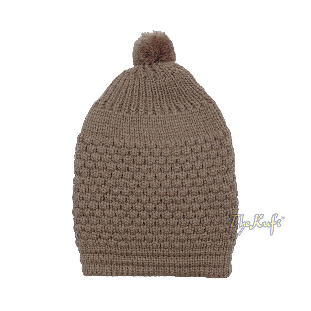 Light Beige Turkish-Style Knit Stretchy Warm Beanie Hat