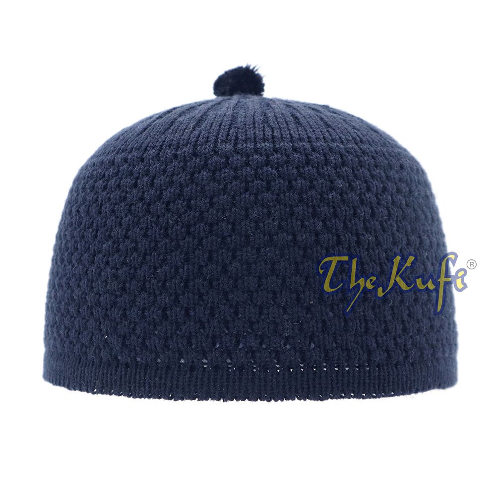 Dark Blue Color Turkish-Style Knit Stretchy Beanie Hat One-Size