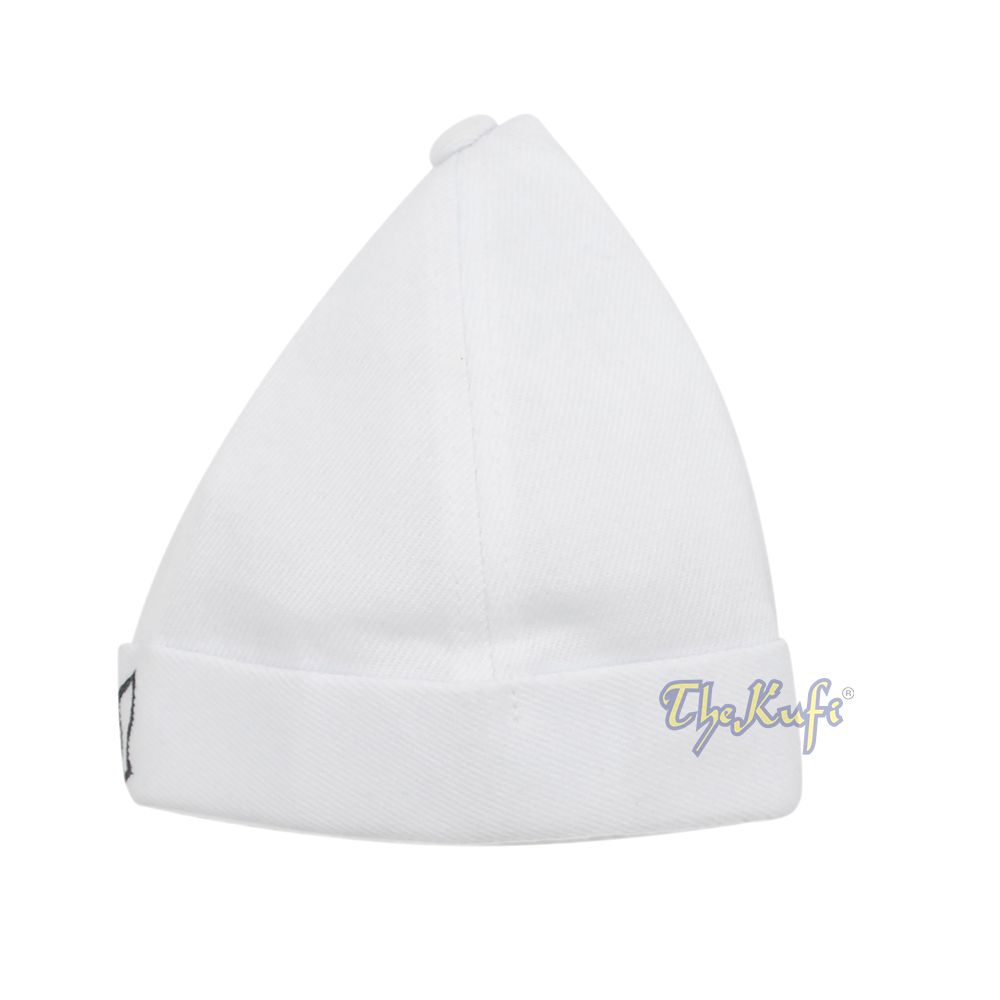 Muslim brimless Baseball Cap – White Rasulullah Sandal Nalain Kufi One-Size Adjustable Muslim Hat