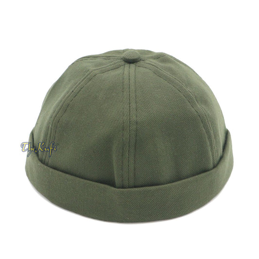 Army Green Adjustable Strap & Velcro Brimless Baseball Cap