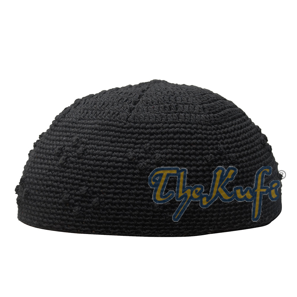 Topi Kufi Islami Muslim Lembut Nyaman Desain Simpul Rajutan Hitam Besar