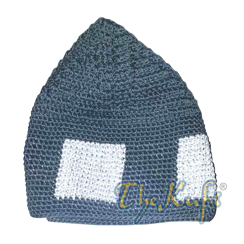 Topi Topi Kufi Kapas Tahan Lama Kelabu Gelap dengan Rekaan Putih