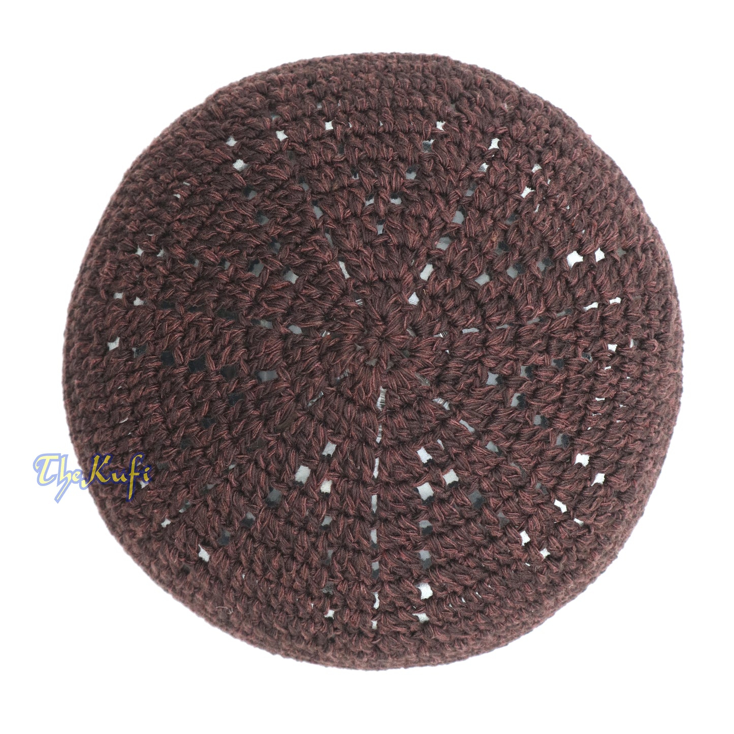 Kufi Coklat Tua yang dirajut tangan Dengan Petak Putih Untuk Kanak-kanak