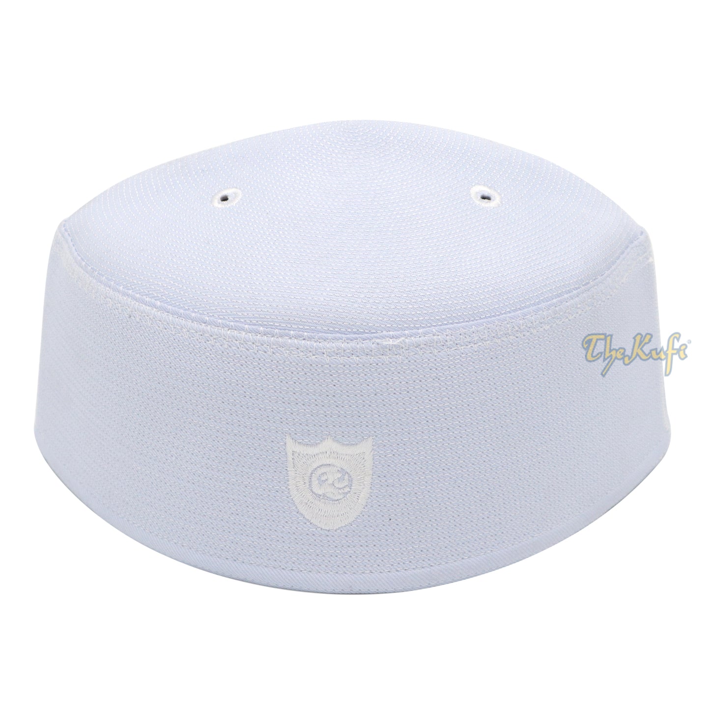Malaysian-Style Muslim Kufi Hat - White Rigid Stitched Oval Peci Islamic Cap 3-inch Tall Kopiah