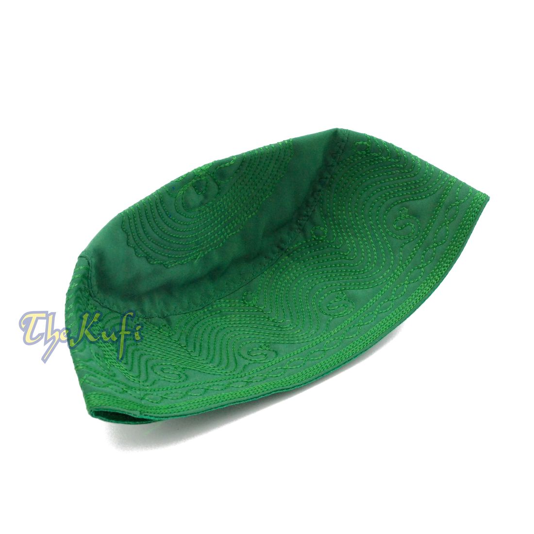Green Madinah Kufi | Embroidered Mix Fabrik Muslim Takke Peci Kofia Hat