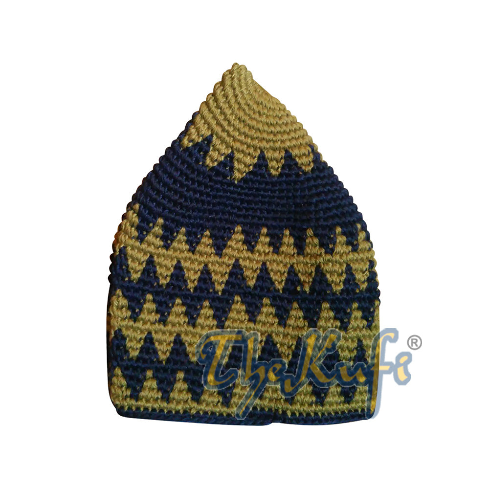 Krim Kapas Kait Tangan Kanak-kanak & Topi Kufi Zigzag Bergigi Anjing Biru Tua
