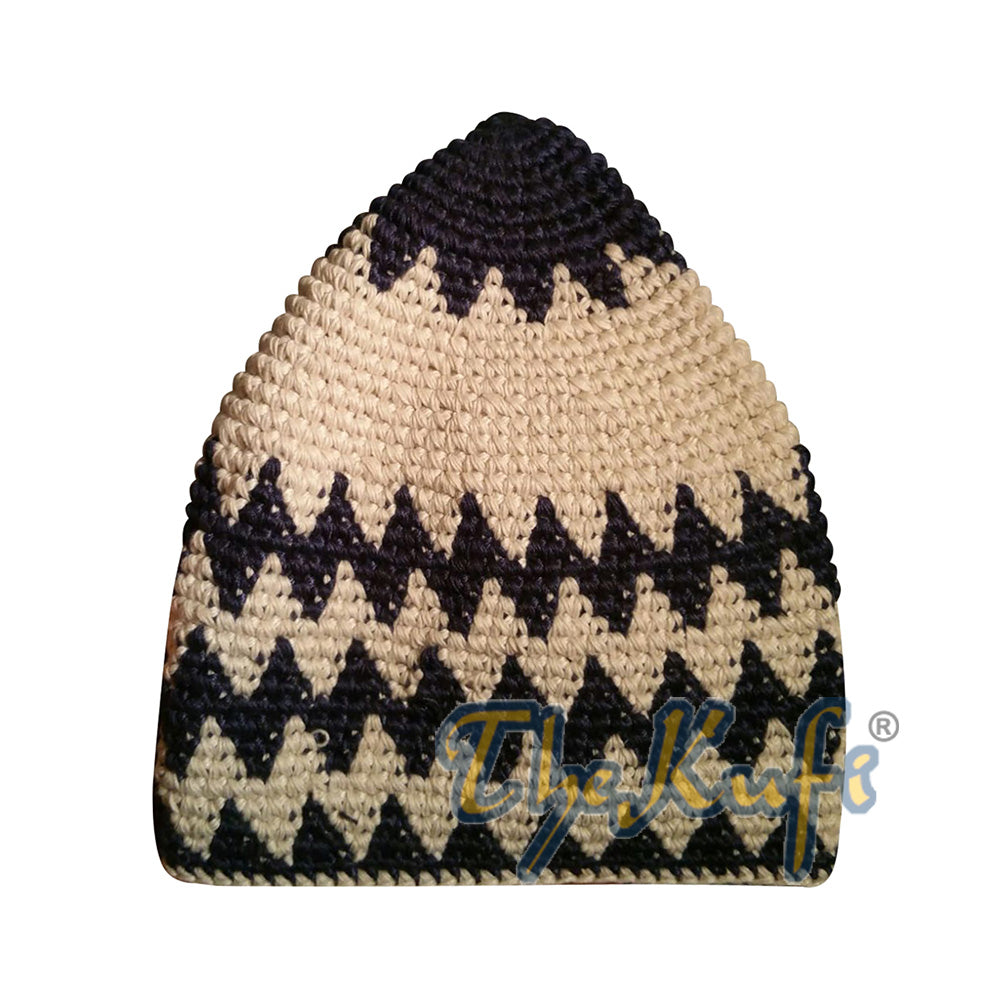 Kapas Kaitan Tangan Teguh Biru Tua & Topi Kufi Zigzag Khaki