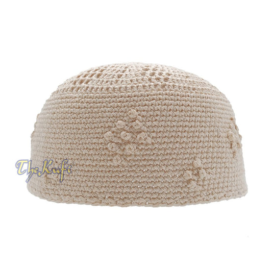 Beige Crocheted Cap – Knot Diamond Design Cotton Yemeni Kufi