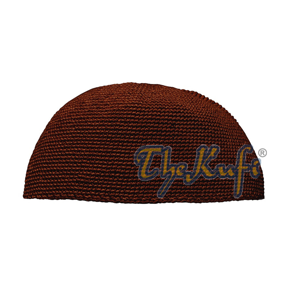 Topi Kufi Kapas Coklat Gelap Biasa Dirajut Tangan 100% Rekaan Unik dan Sesuai Selesa