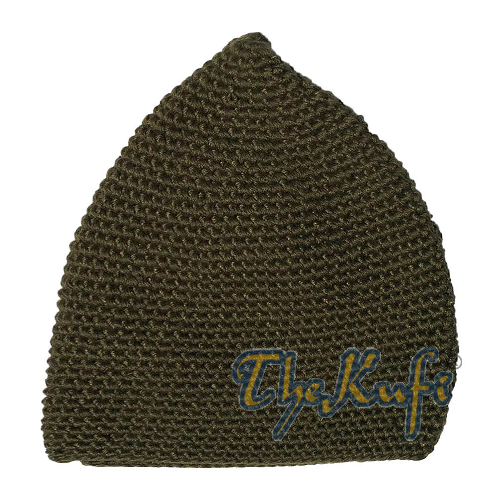 Topi Kufi Jacquard Katun 100% Rajutan Tangan Warna Hijau Hutan Gelap Polos - Satu Ukuran Cocok untuk Kebanyakan Orang - Desain Unik dan Nyaman Dipakai