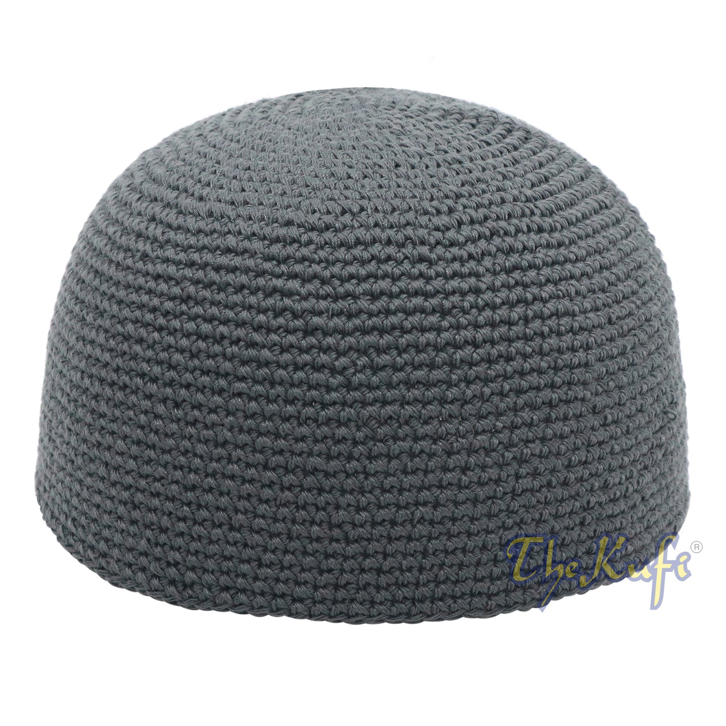 Cotton Kufi Skull Cap - Dark Gray Hand-Crocheted 100% Cotton Head Cover By