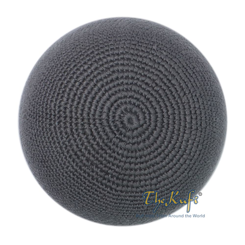 Plain Gray Hand-Crocheted 100% Cotton Kufi Hat Design and Comfortable Fit