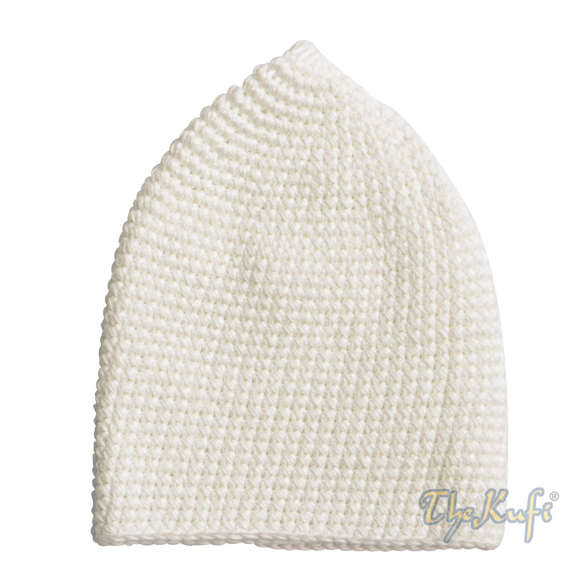 Plain Off-White Hand-Crocheted 100% Cotton Kufi Hat Design and Comfortable Fit