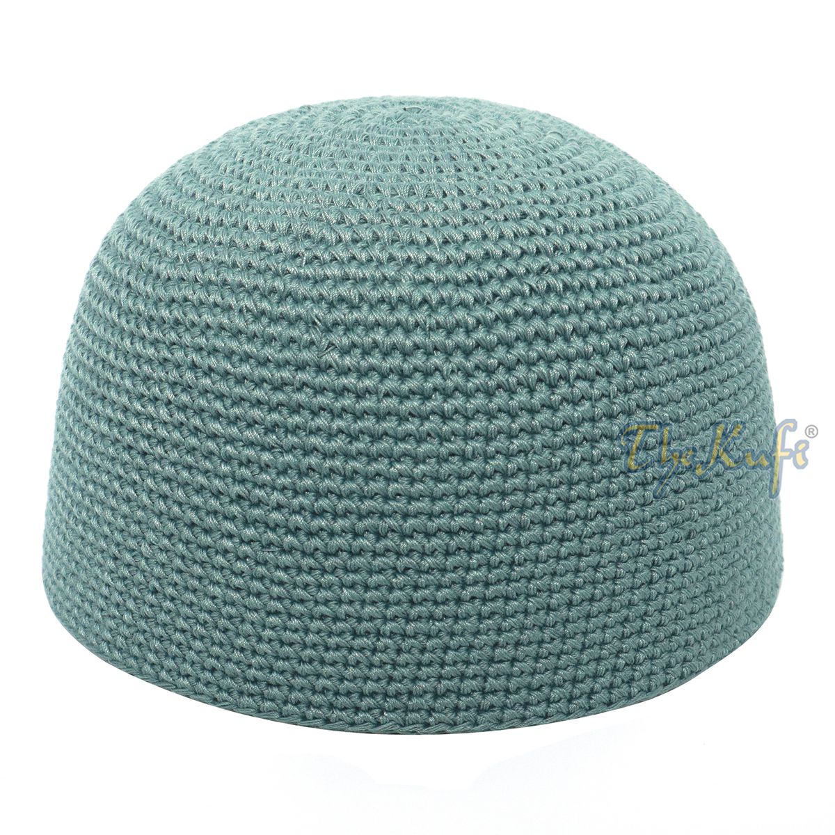 Plain Light Khaki Green Hand-Crocheted 100% Cotton Kufi Hat Design and Comfortable Fit