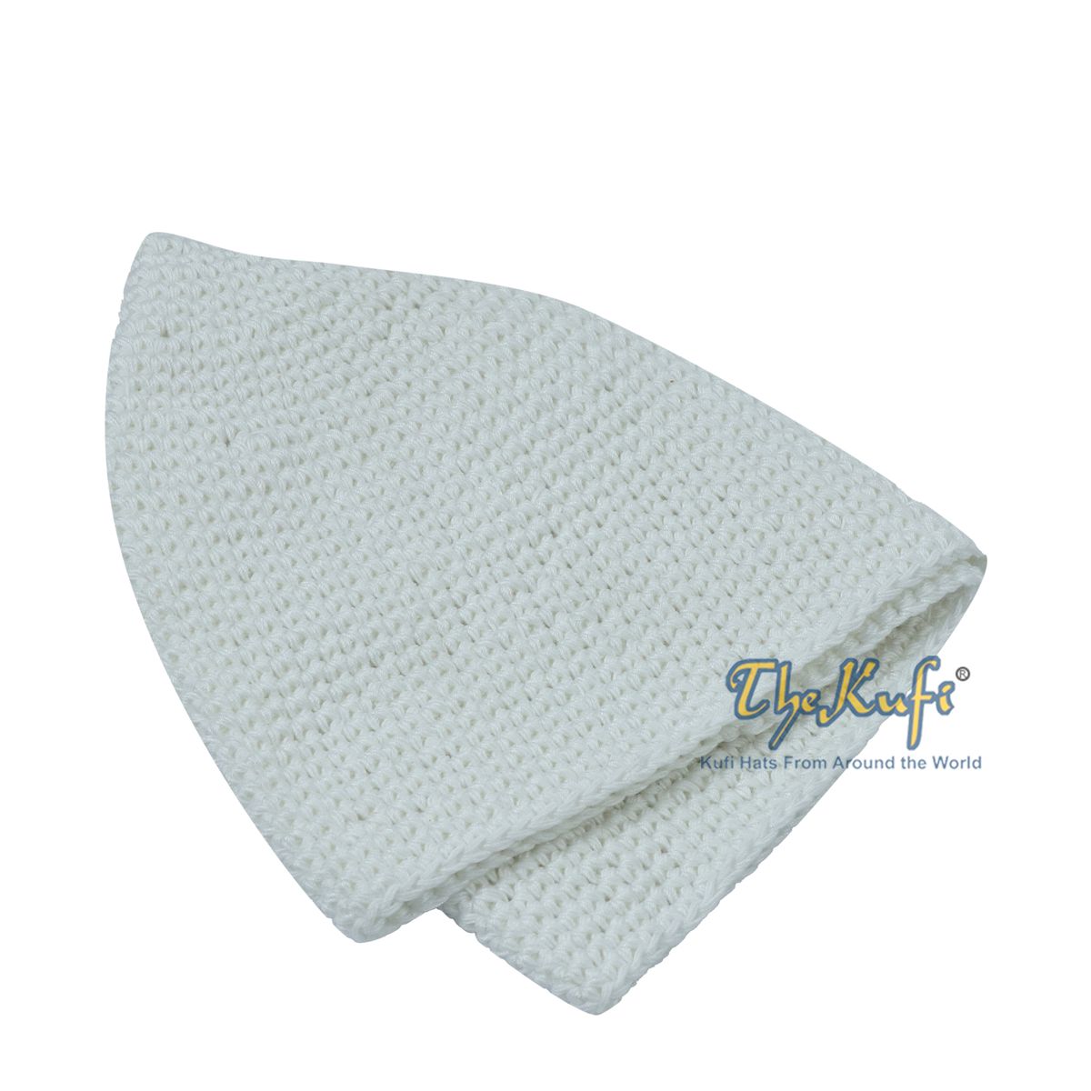 White Cotton Kufi Skull Cap Hand-Crocheted 100% Comfortable Fit For Salah
