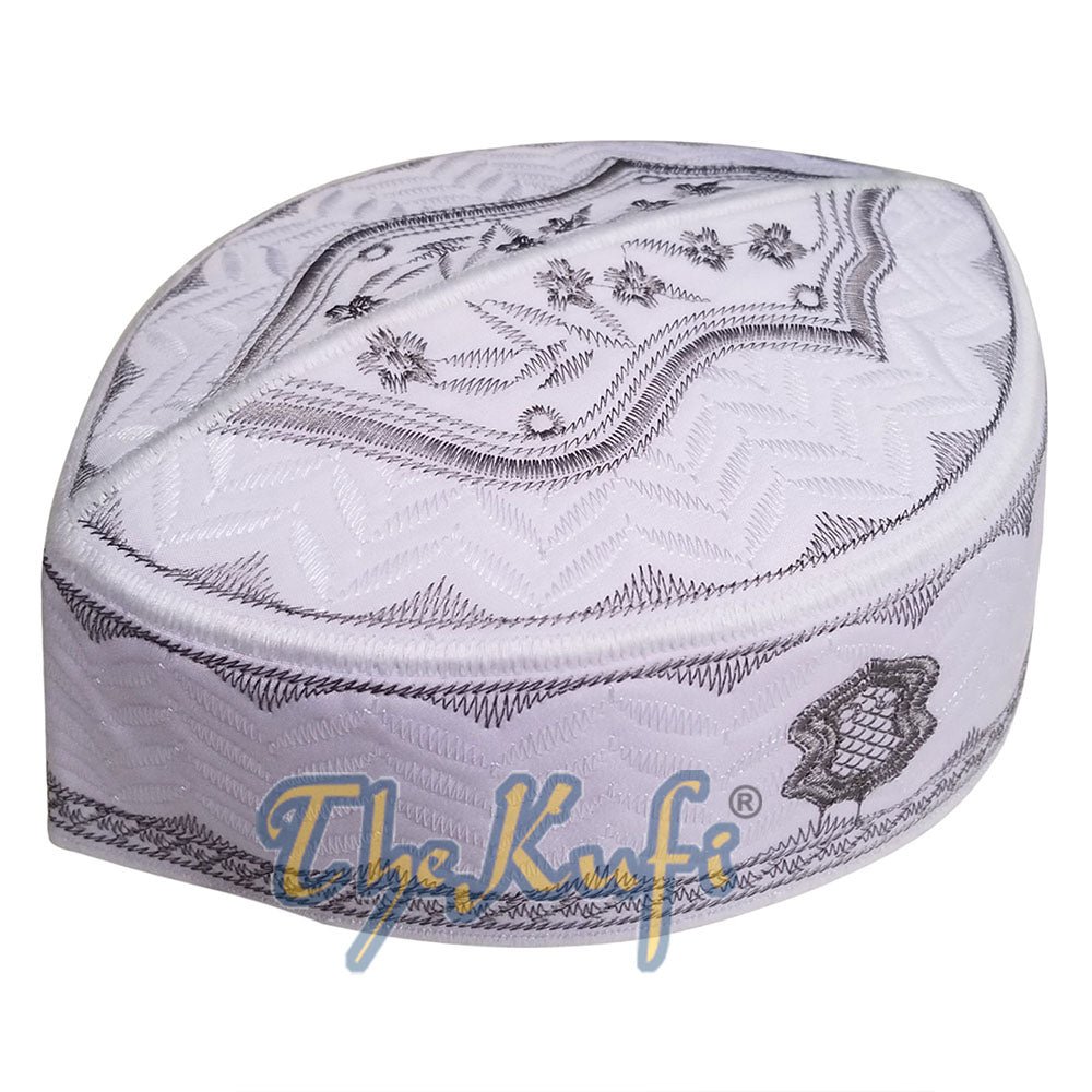 Sandal Kufi Bertekstur Kelabu Putih Rekaan Sulam