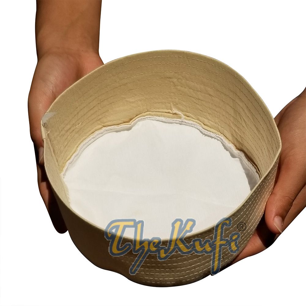 Cream Semi-Stiff Nalain Pak Shareef Sandal Embroidered Kufi