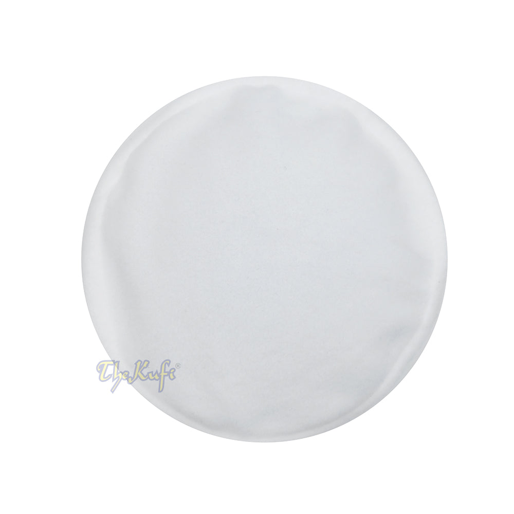 White Afghani-Style "Tauhid until the end" Faux Wool Stretchable Pakol Mujahidin Soft Kufi Hat