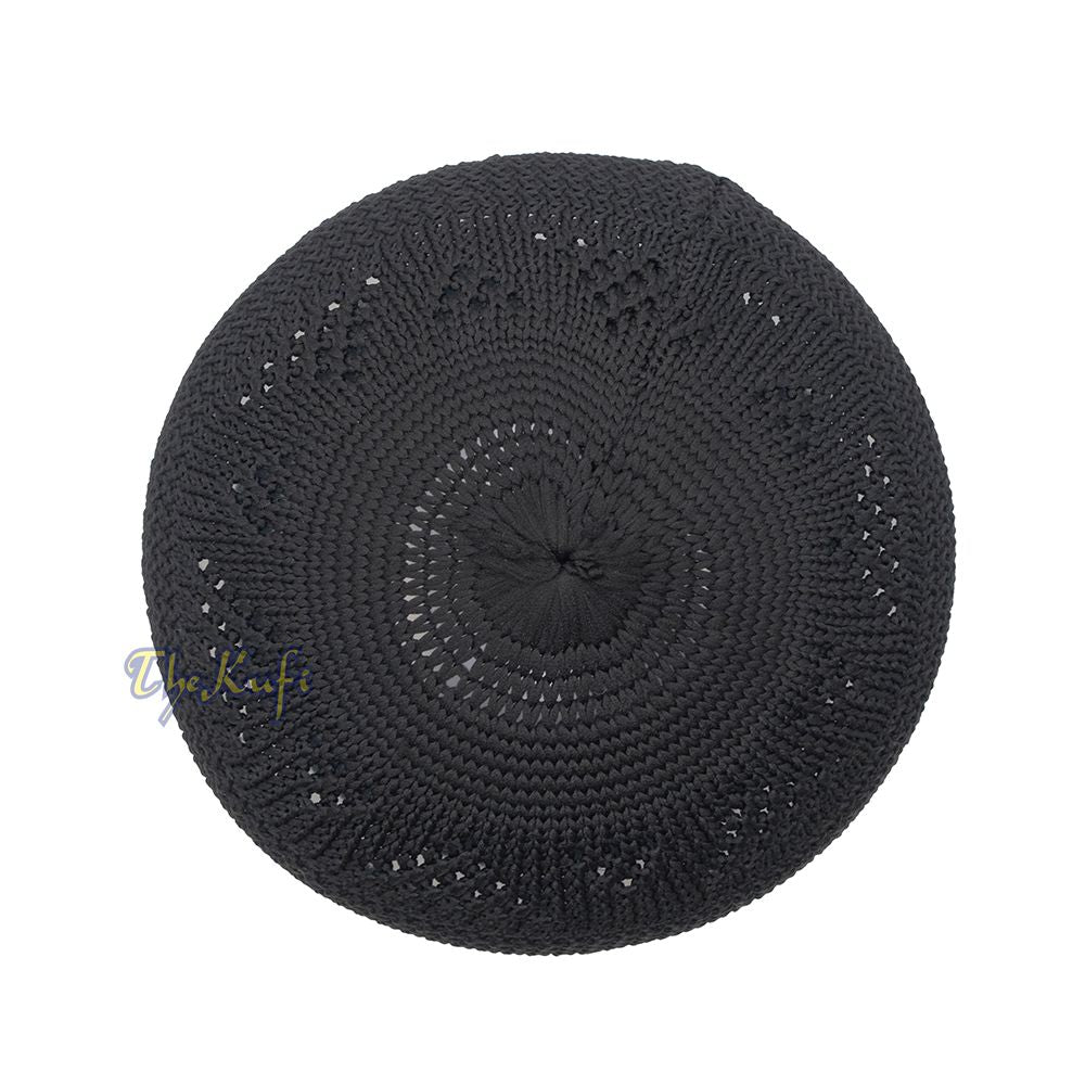 Plain Black Interwoven Triangle Design Nylon Kufi Hat