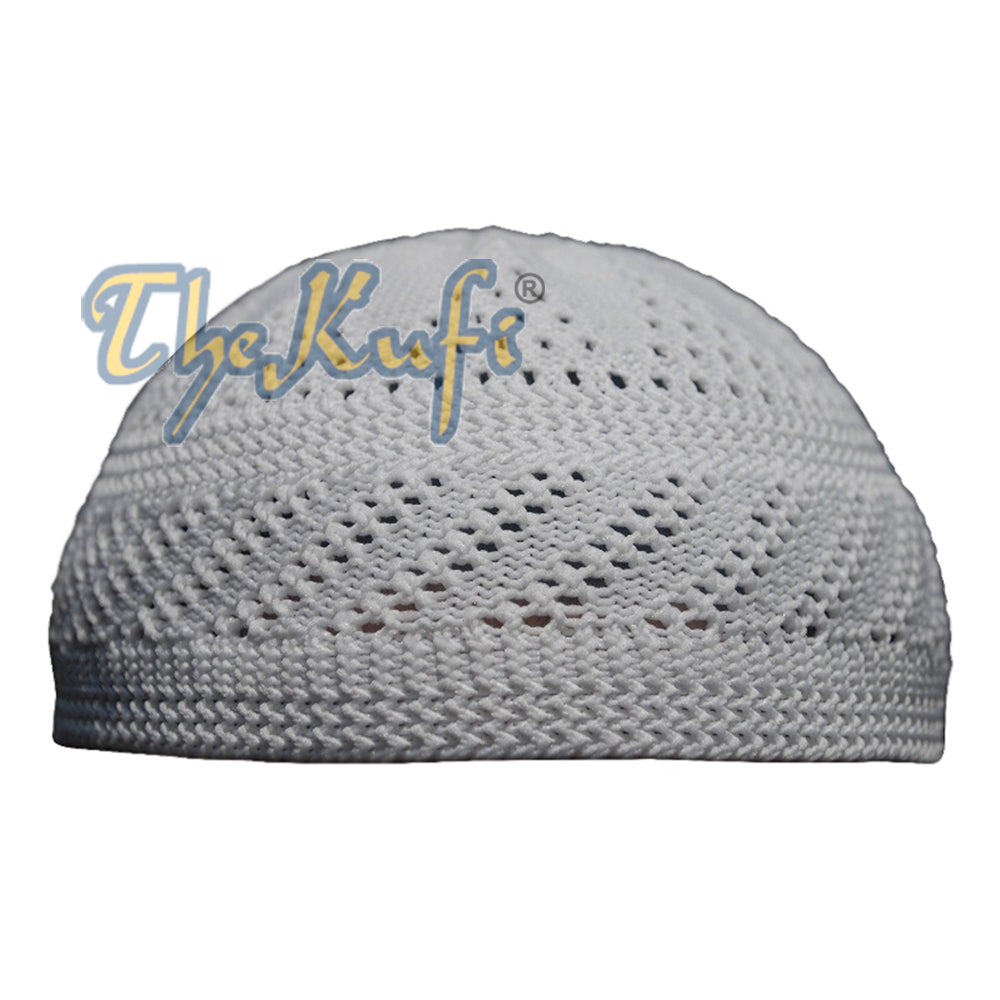Nilon Kufi Desain Jalinan Putih Polos