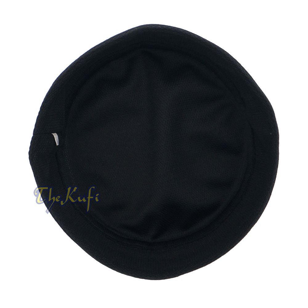 Black and Silver Madun Vented Top Pliable Two-Color Round Kufi Hat