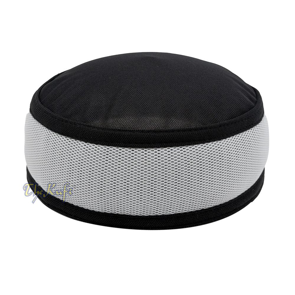 Black and Light Gray Madun Vented Top Pliable Two-Color Round Kufi Hat